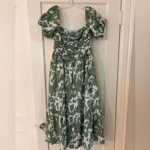 Abercrombie & Fitch Emerson Puff Sleeve Midi Dress Green Floral XL (Sold Out!)